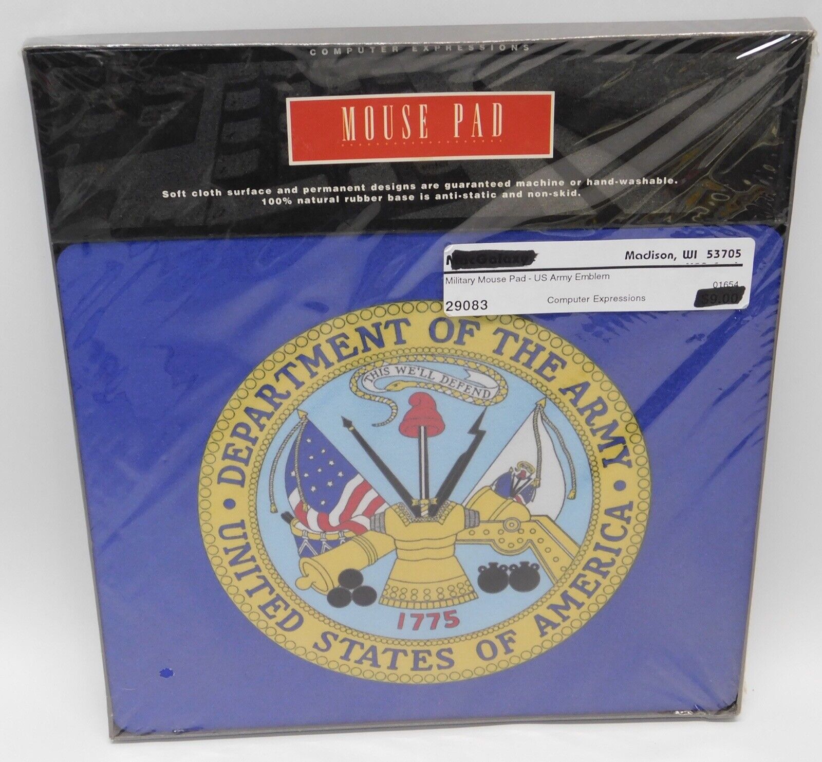 Vintage Mouse Pad: NIB - Military - US Army Emblem