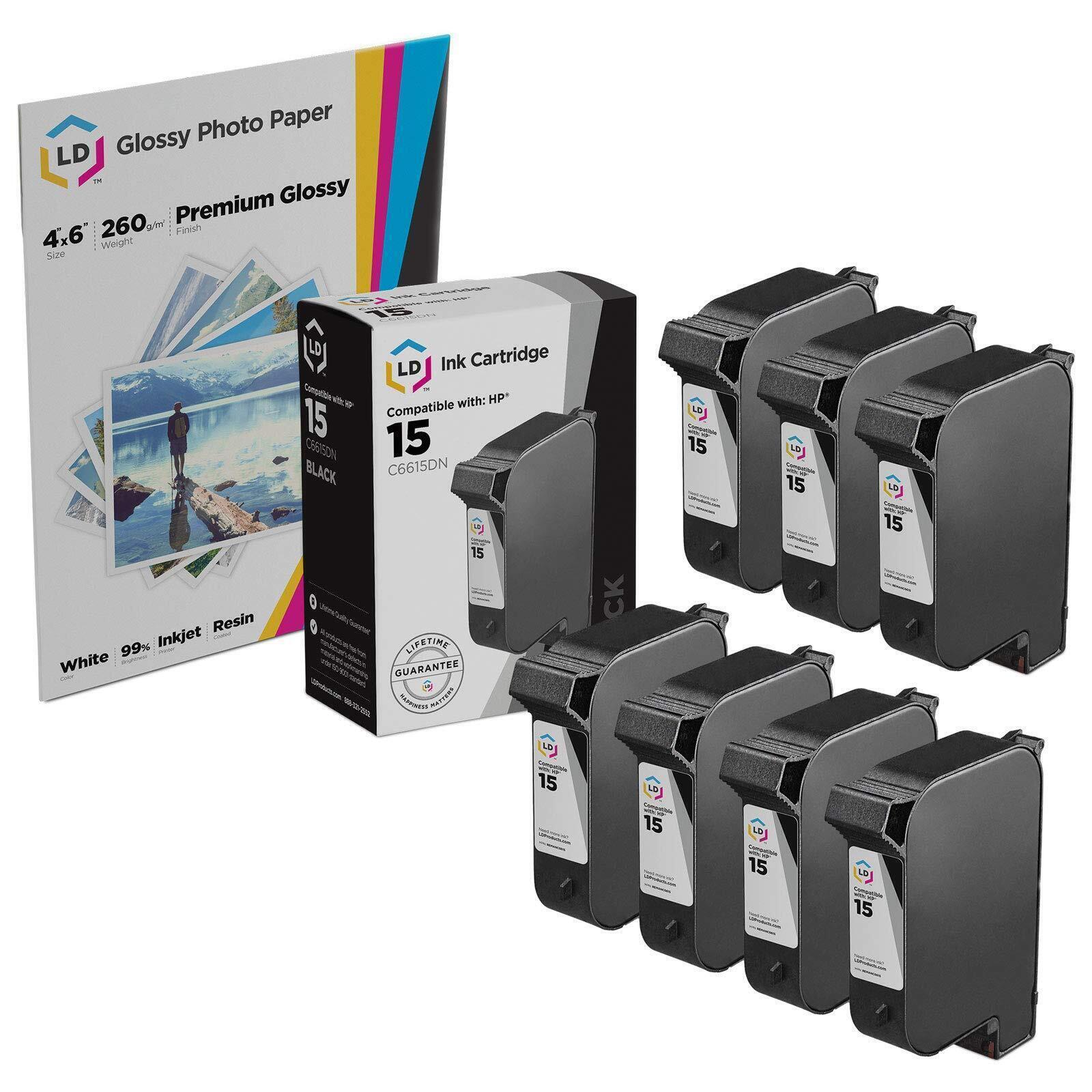 LD Remanufactured Replacement Ink Cartridges for HP 15 C6615DN Black 7pk