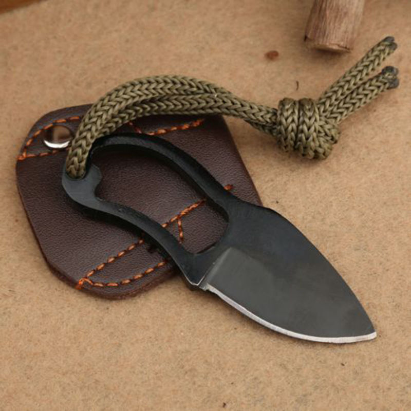 Hot Mini Pocket Finger Paw Self-Defence Survival Fishing Neck Knife With Sheath