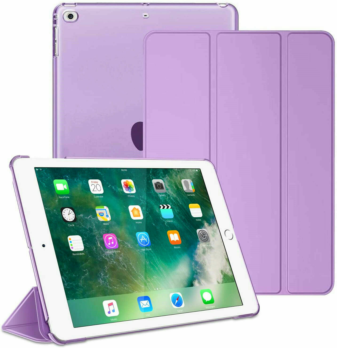 For iPad mini 1 2 3 4 5 6 Slim Leather Tri-Fold Flip Case Clear Back Full Cover