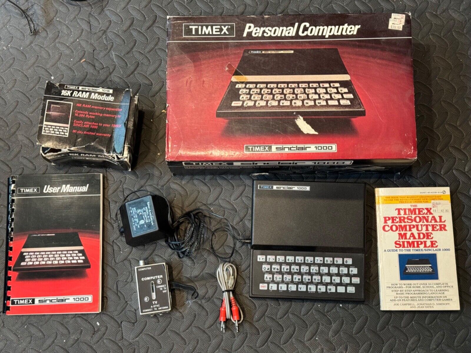 Vintage Timex Sinclair 1000 Personal Computer w/Memory Expander and accessories