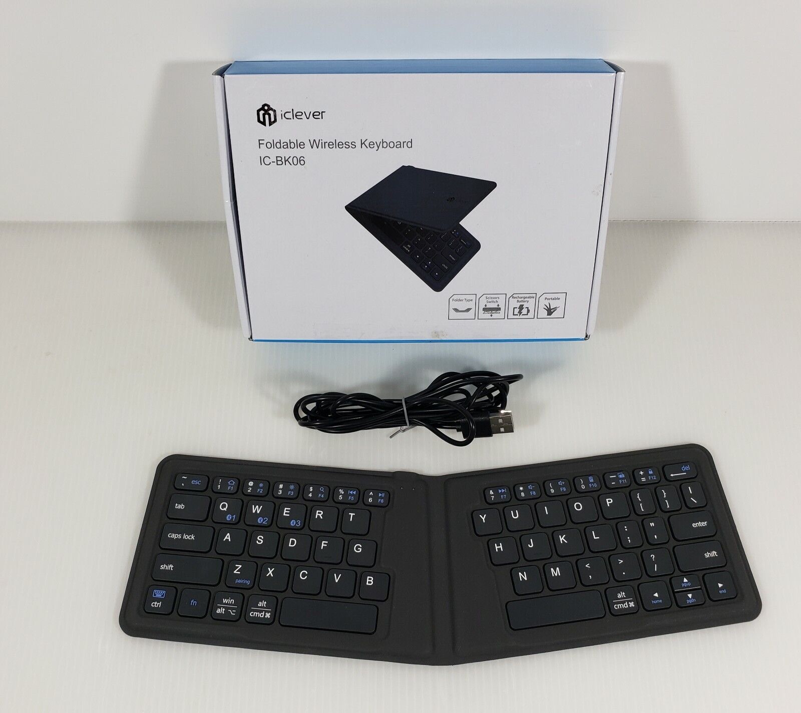 iClever Mini Portable Bluetooth Wireless Keyboard Folding Rechargeable IC-BK06