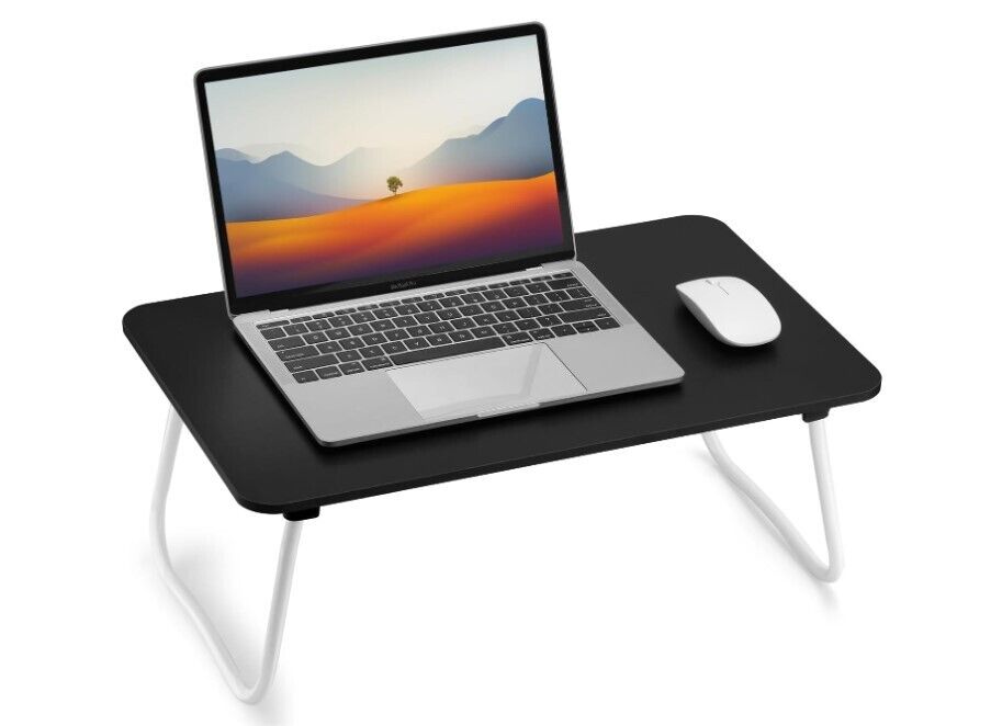 Foldable Lap Desks Portable Bed Tray Table Writing Eating Working Desk, (Black)