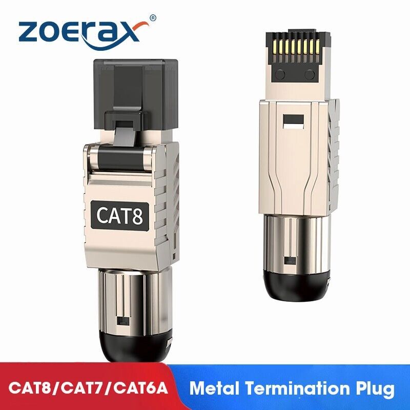 ZoeRax 10PCS RJ45 Cat8 Cat7 Cat6A Connectors RJ45 Metal Tool Free Termination