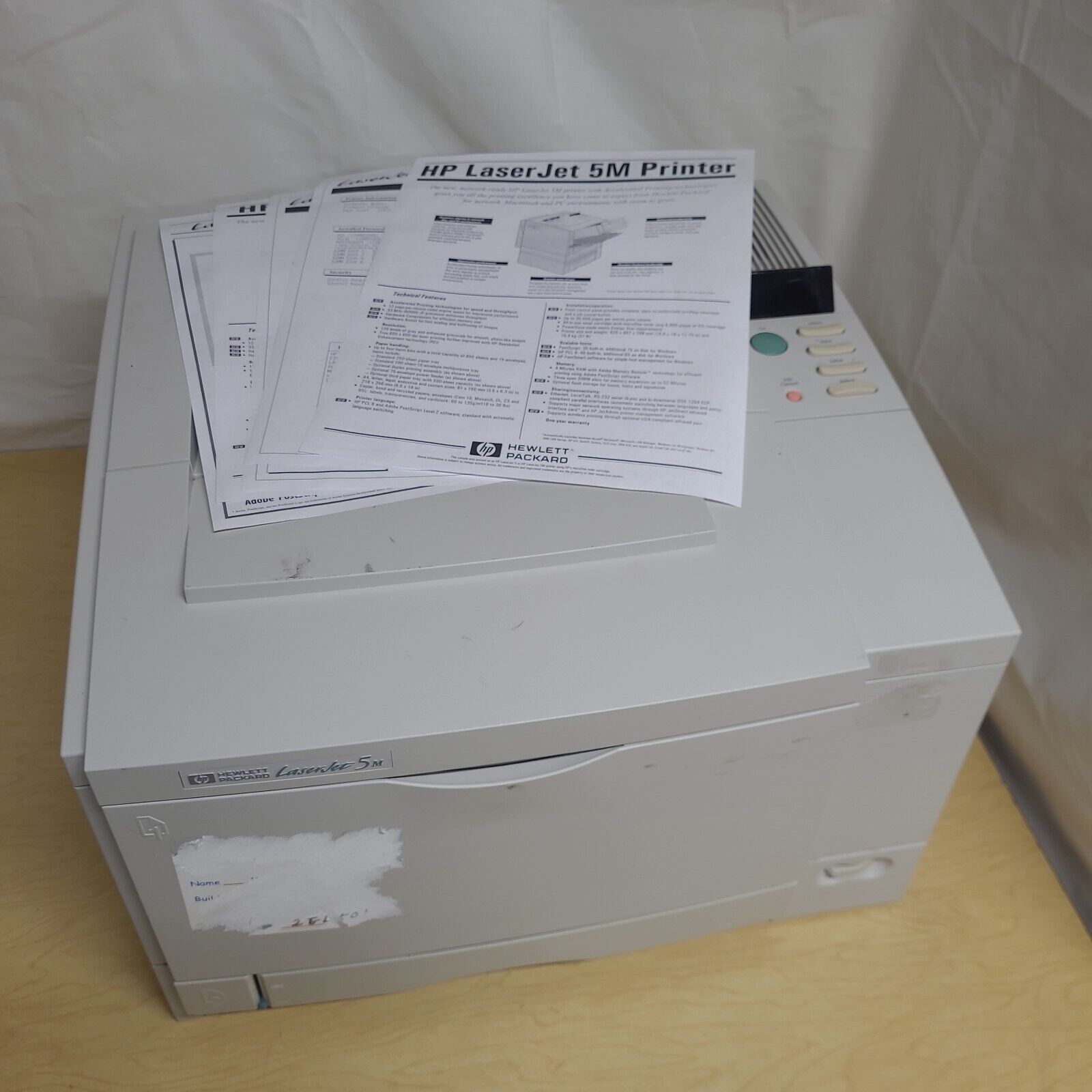 Vintage HP LaserJet 5M C3917A Printer Monochrome Working No Toner See Info