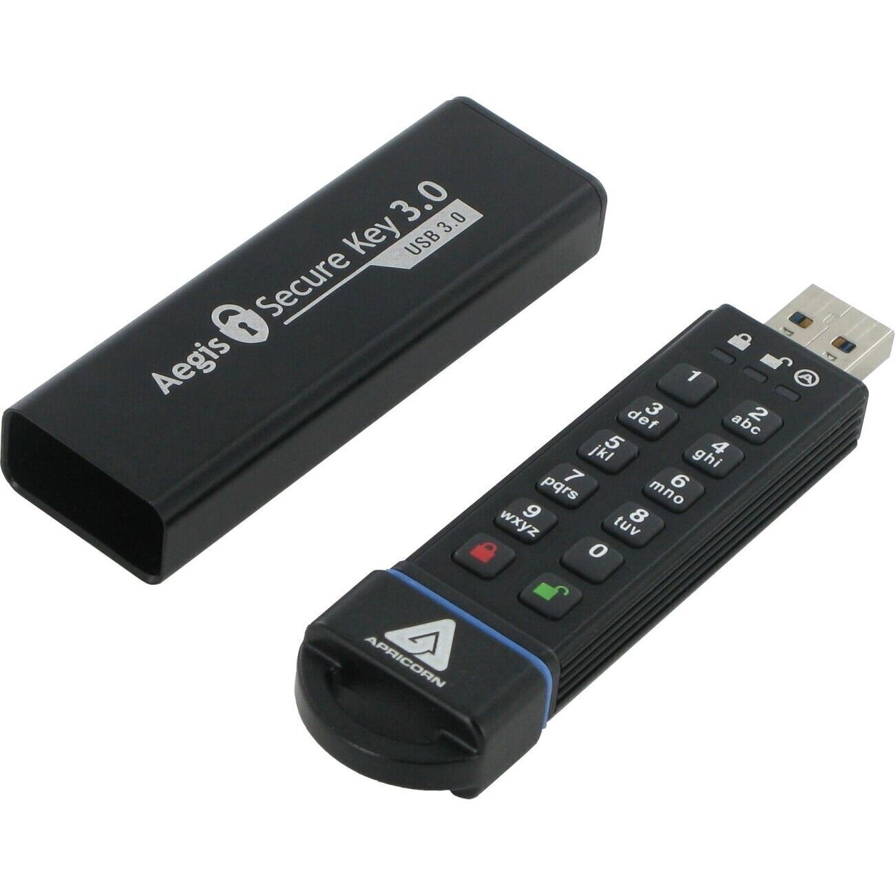 NEW SEALED 30GB Apricorn Aegis Secure Key USB3.0 Flash Drive - Black