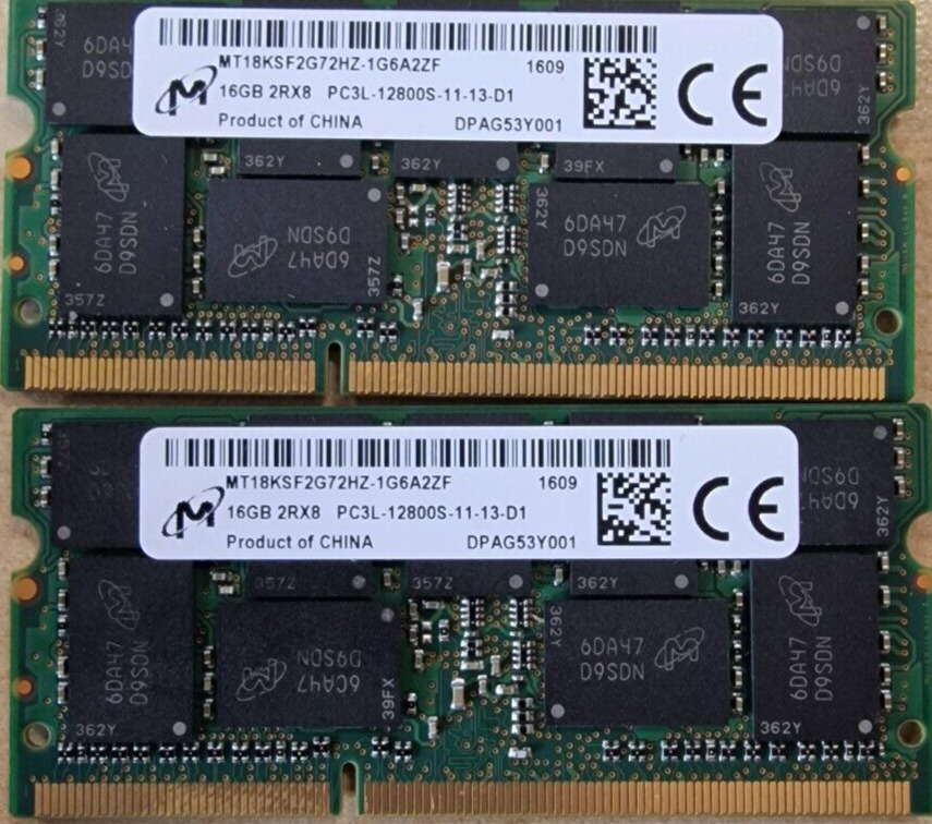 2 x SUPERMICRO MEM-DR316L-CL02-ES16 MT18KSF2G72HZ-1G6A2 - MICRON - 16GB DDR3-160