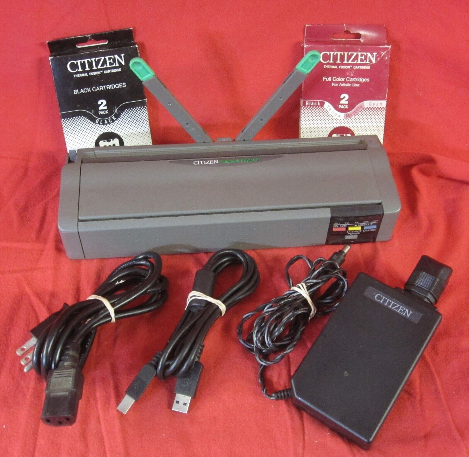 Rare Vintage Citizen Notebook Printer II w Cables, Power & 2 Ink Cartridges