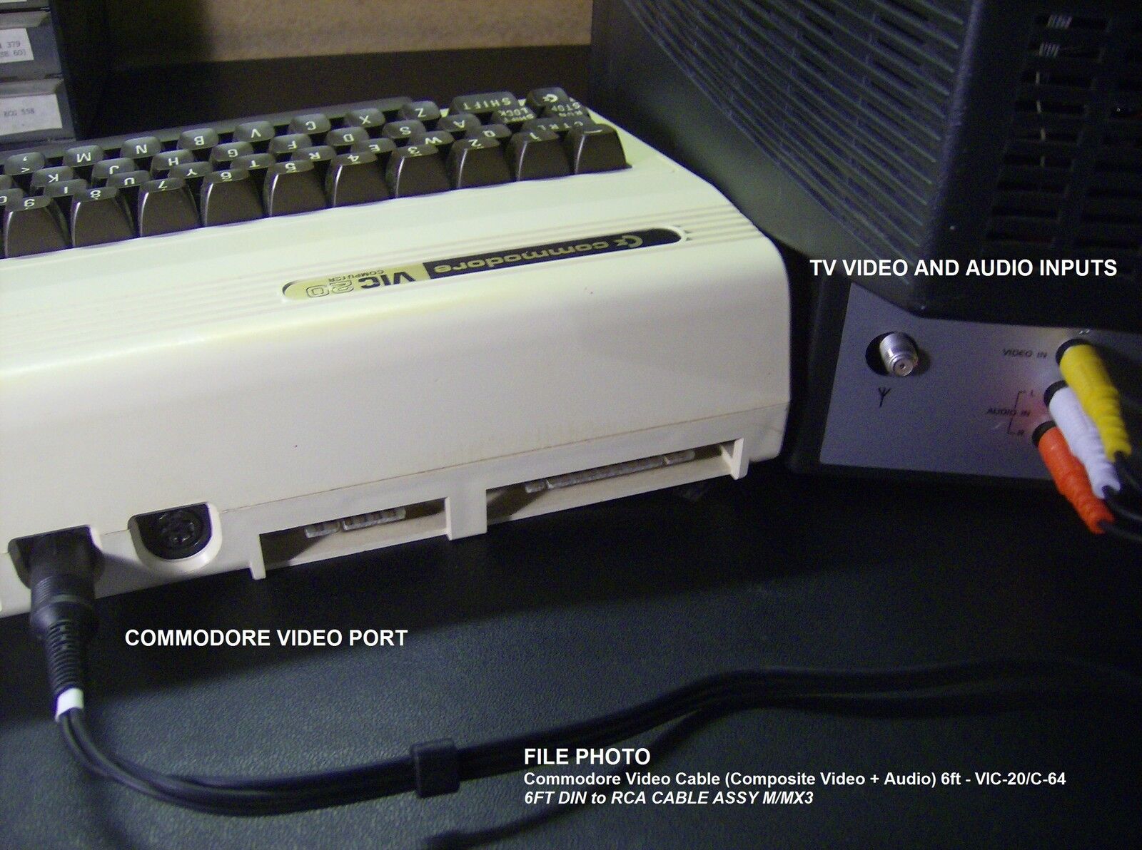 6\' Commodore Video A/V Cable (Composite Video + Audio) - VIC-20/C-64 (5pin)