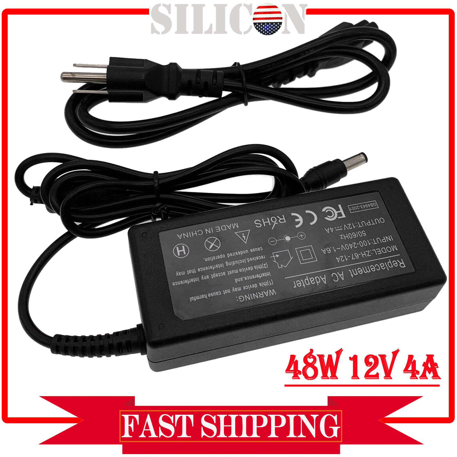 12V 4A AC Adapter Power Supply Charger For TASCAM DP-01FX/CD Porta Studio