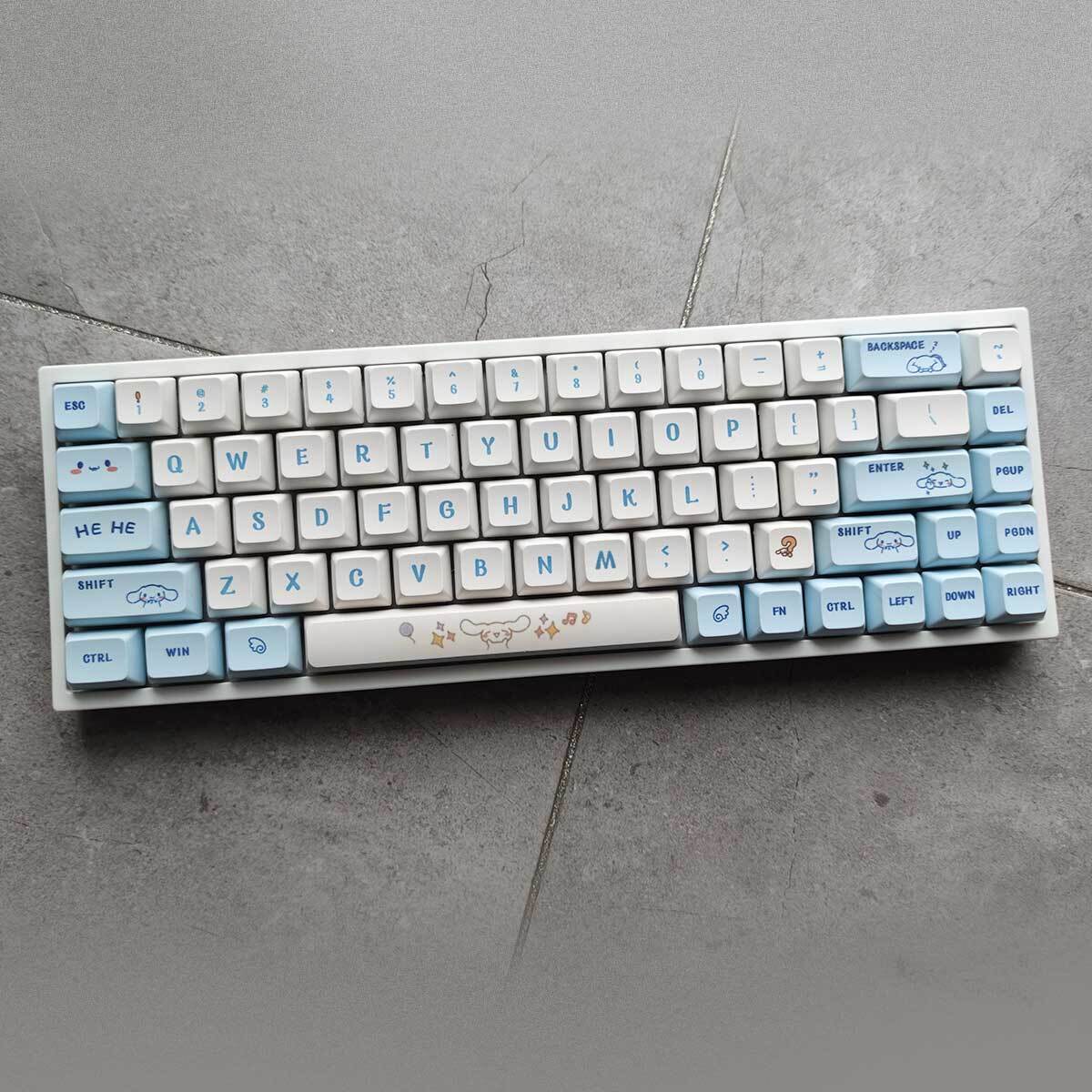 Anime Cinnamon Dog PBT Keycaps Set Cute Blue XDA Profile for Cherry MX Keyboards