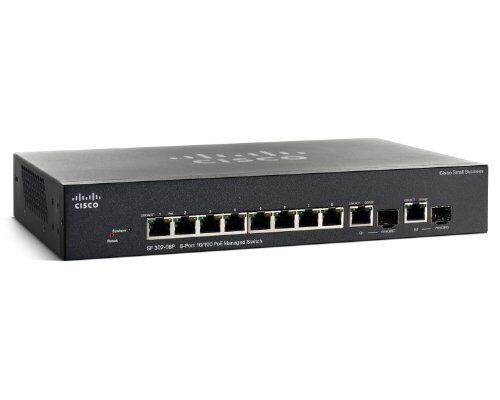 Cisco SF302-08P 8-Port 10/100 PoE Managed Switch with Gigabit (SRW208P-K9-NA)
