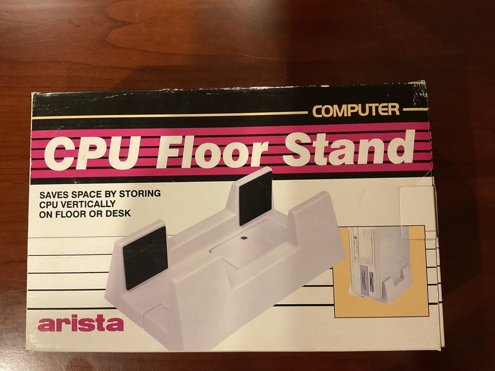 vintage retro white Arista CPU computer floor stand