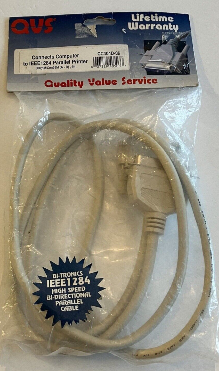 QVS IEEE 1284 Bi-Directional High Speed Parallel Cable New in bag 1996 Vintage