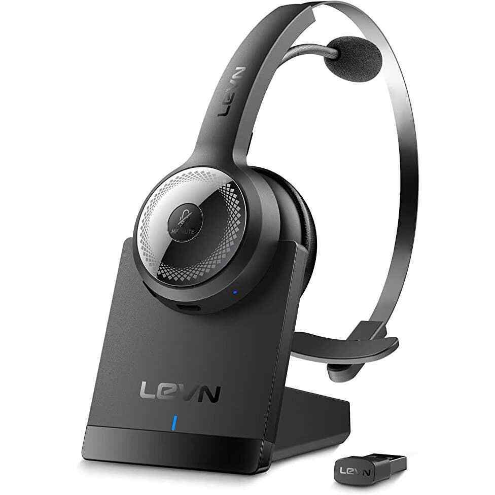 LEVN Bluetooth 5.0 Headset for Remote Work/Call Center/Zoom/Online Class/Trucker