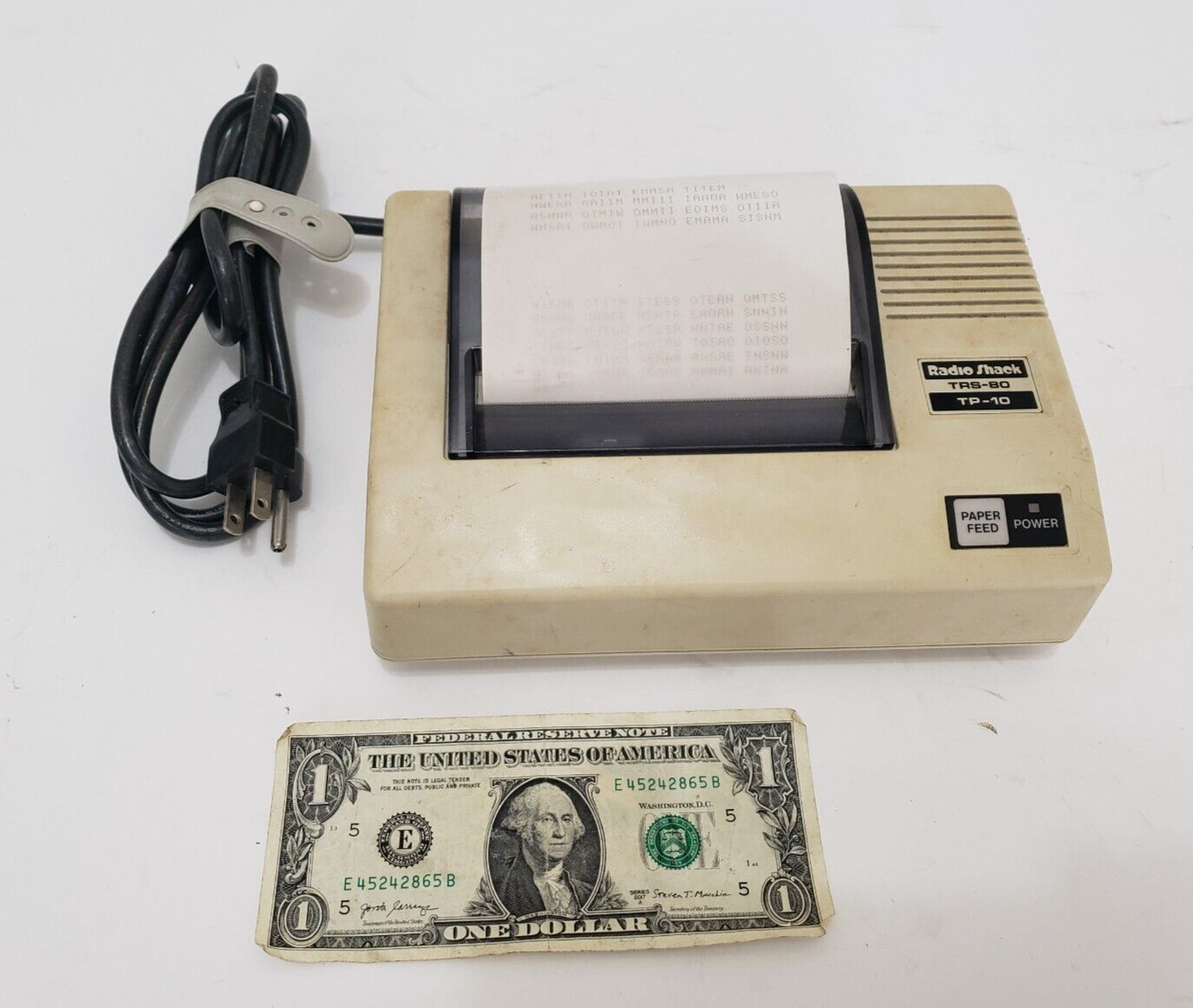 Radio Shack TRS-80 TP-10 Thermal Printer with Paper - Vintage UNTESTED Powers Up