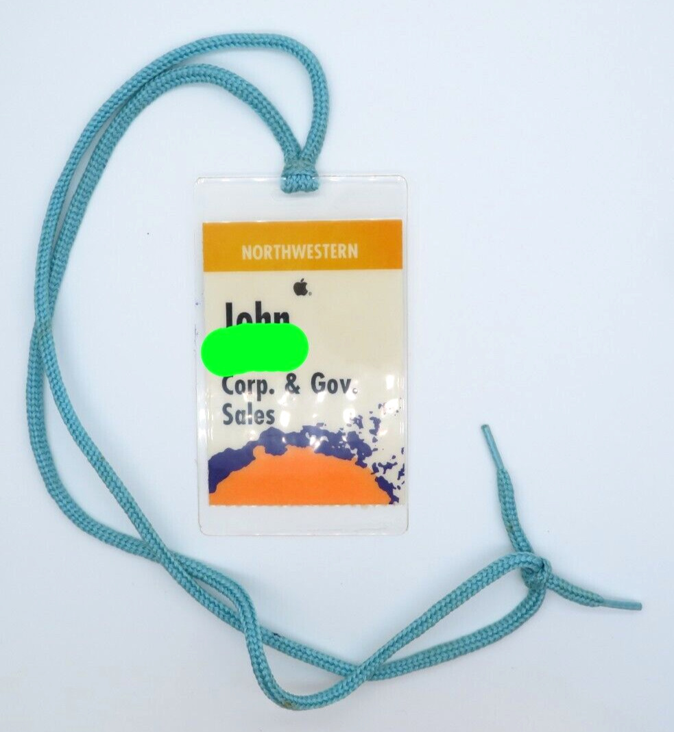 Vintage Apple Computer Employee ID Lanyard, 80s-90s Corporate & Government Sales