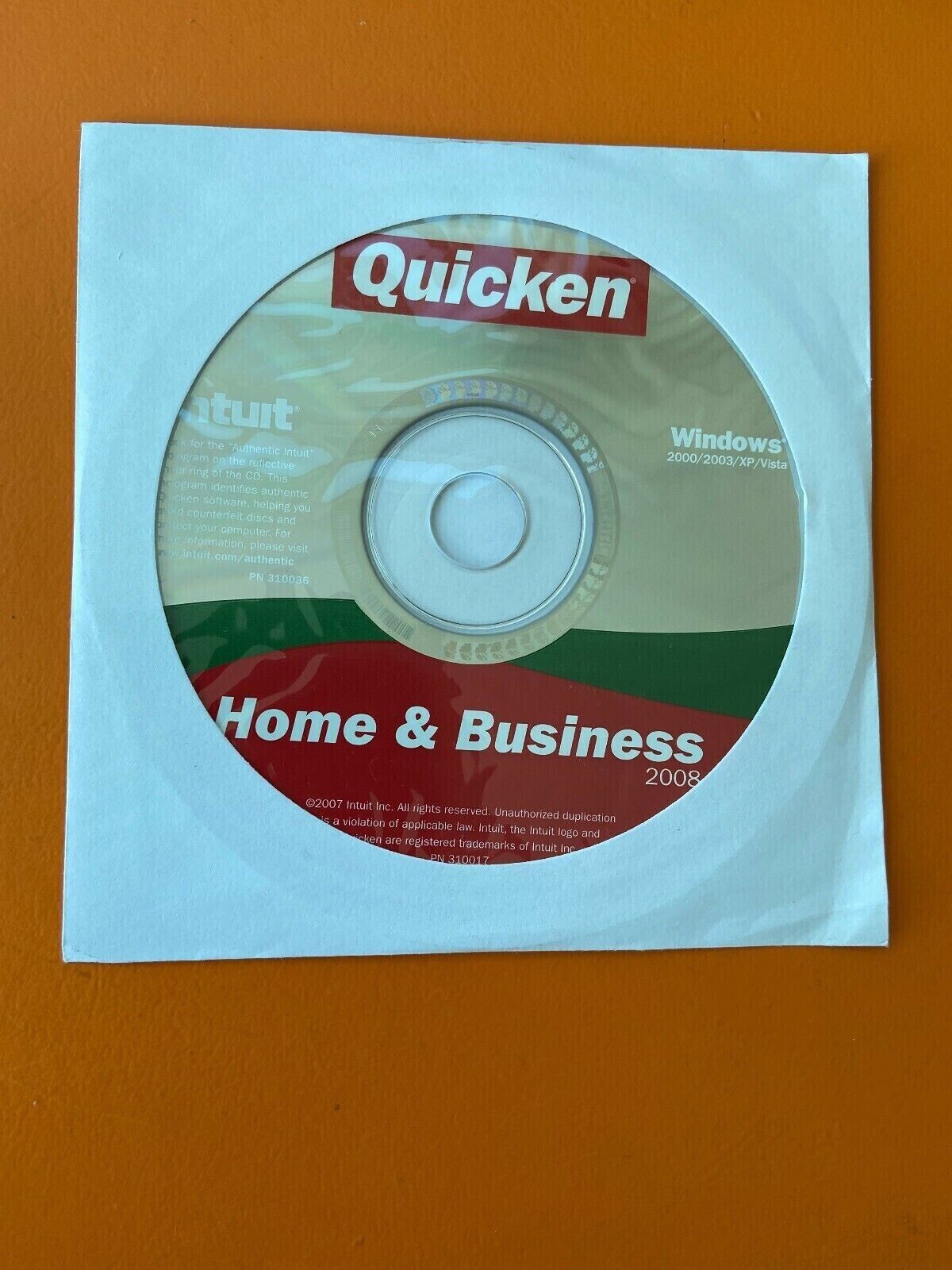 Intuit Quicken Home & Business 2008 PC NOT for Win 10 or 11 No subscription need