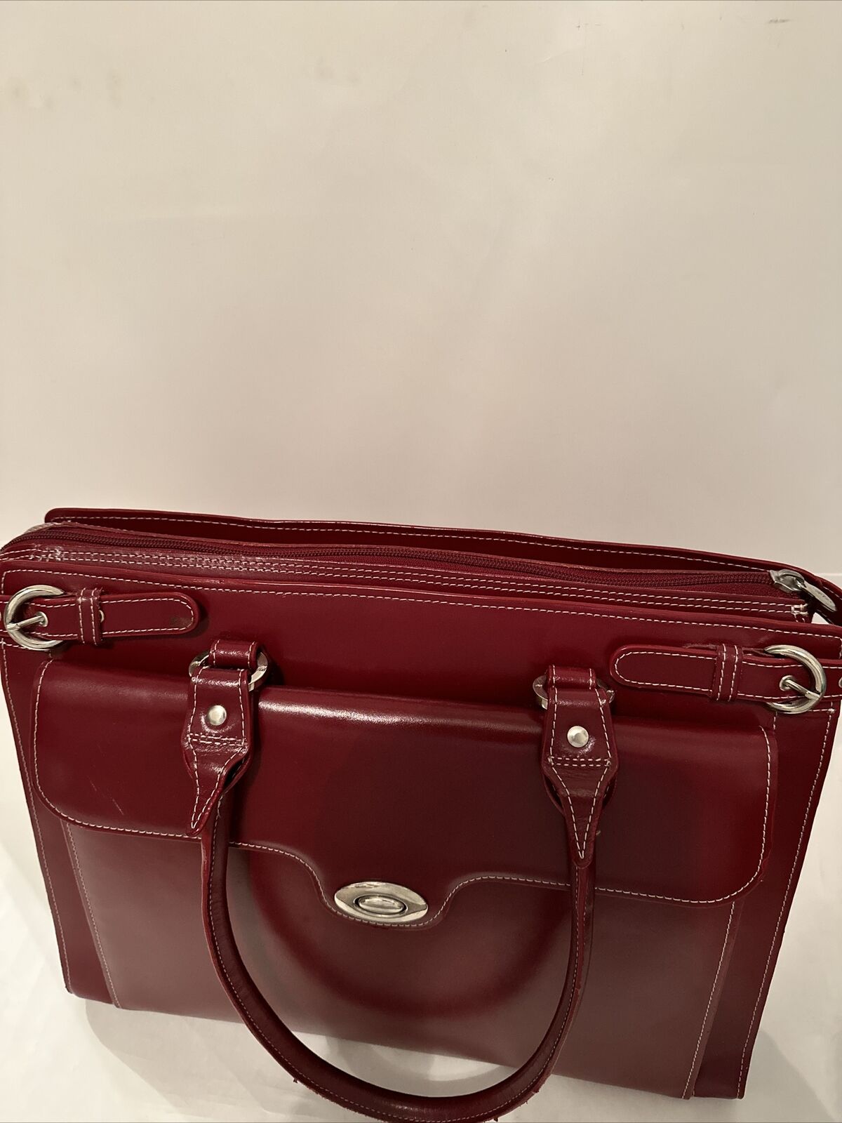 McKlein W Series Laptop Briefcase Red Leather
