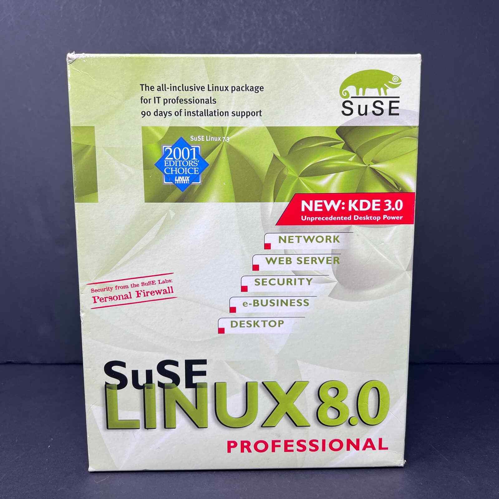 SuSE Linux 8.0 Professional OS CD Discs Software Manual Original Box 