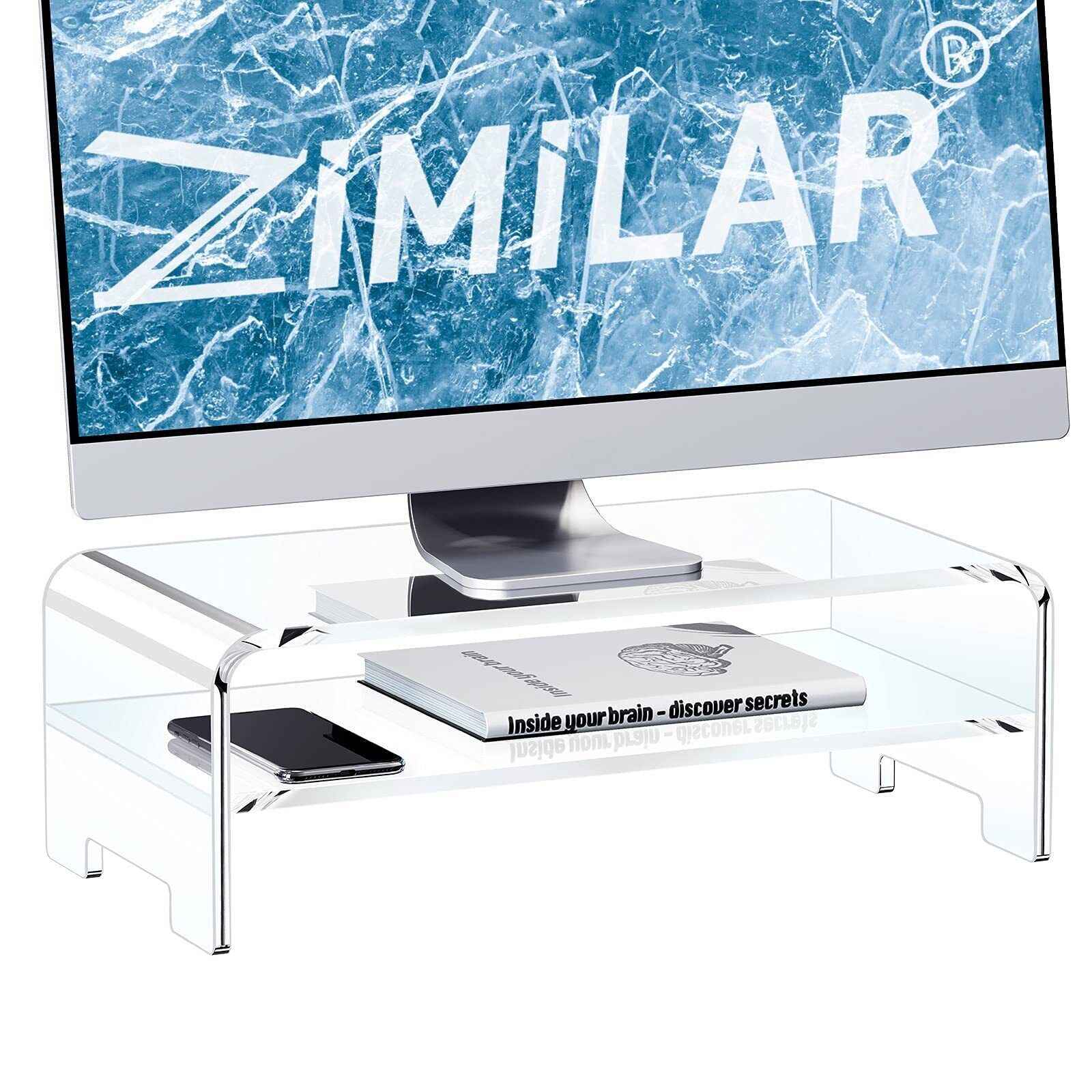 Acrylic Monitor Stand Riser, 2-Tier Clear Acrylic Monitor Riser for Home Offi...
