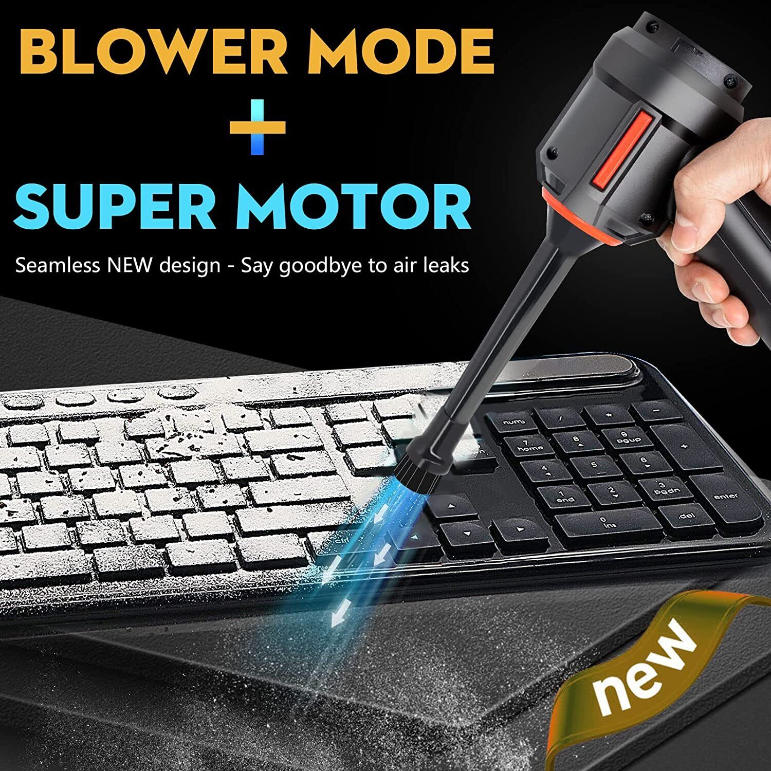 Air Duster & Mini Vacuum Keyboard Cleaner 3in1 Portable Cordless Blower Computer