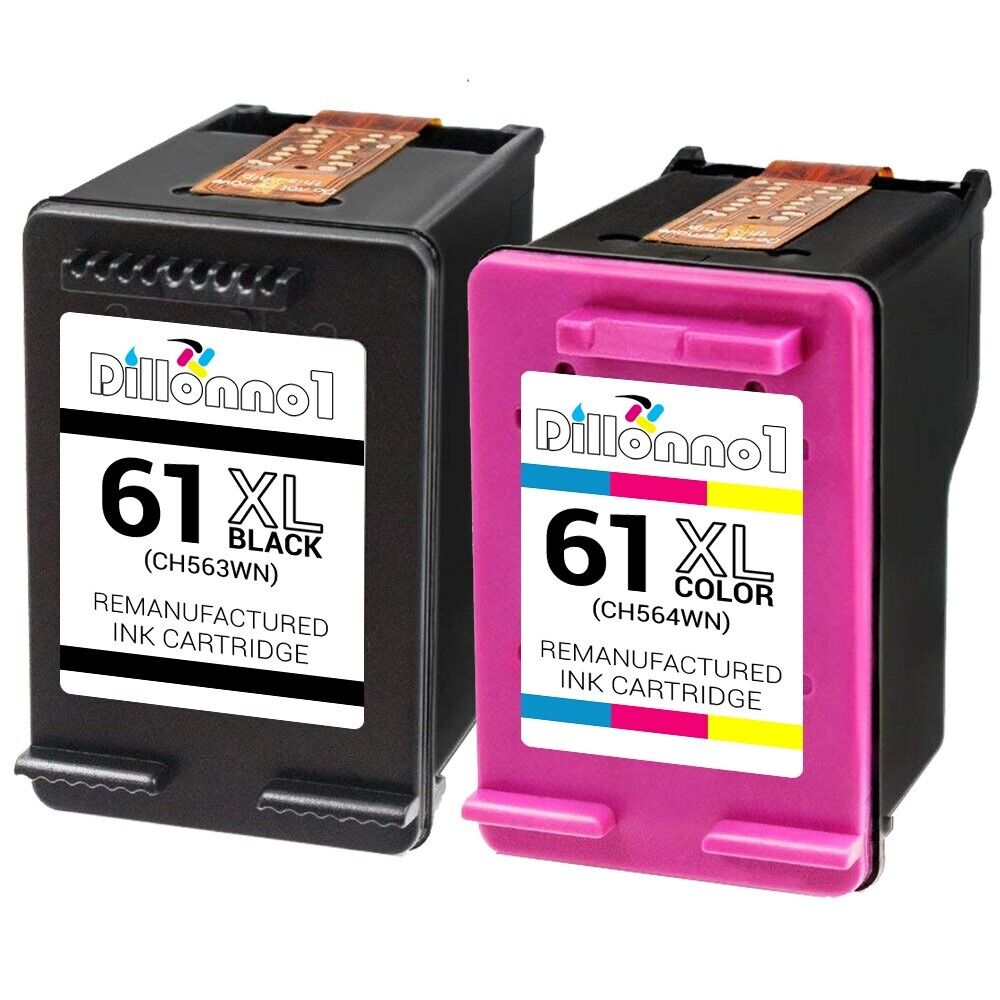 2PK Replacement for HP 61XL Ink Cartridge 1-Black & 1-Color 4500 4501 4502 5530