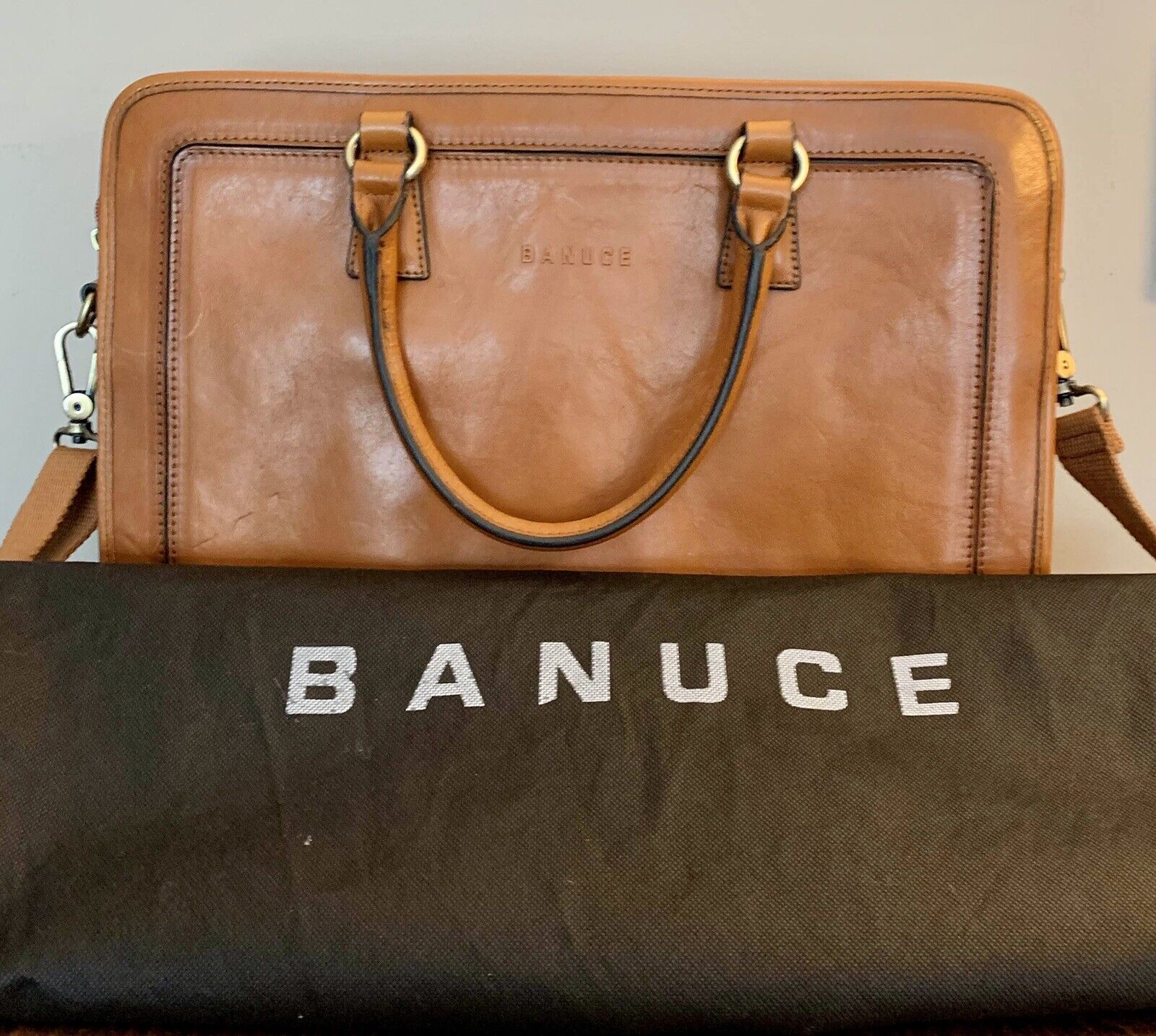 Banuce 15” Italian Leather Laptop Briefcase