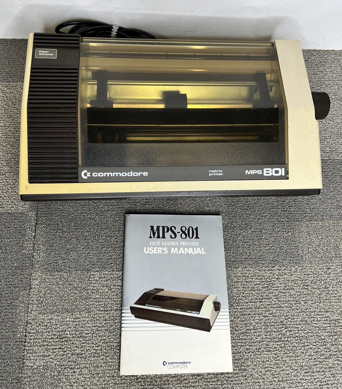 Vintage Commodore MPS-801 Dot Matrix Printer Powers On  User's Manual Computer