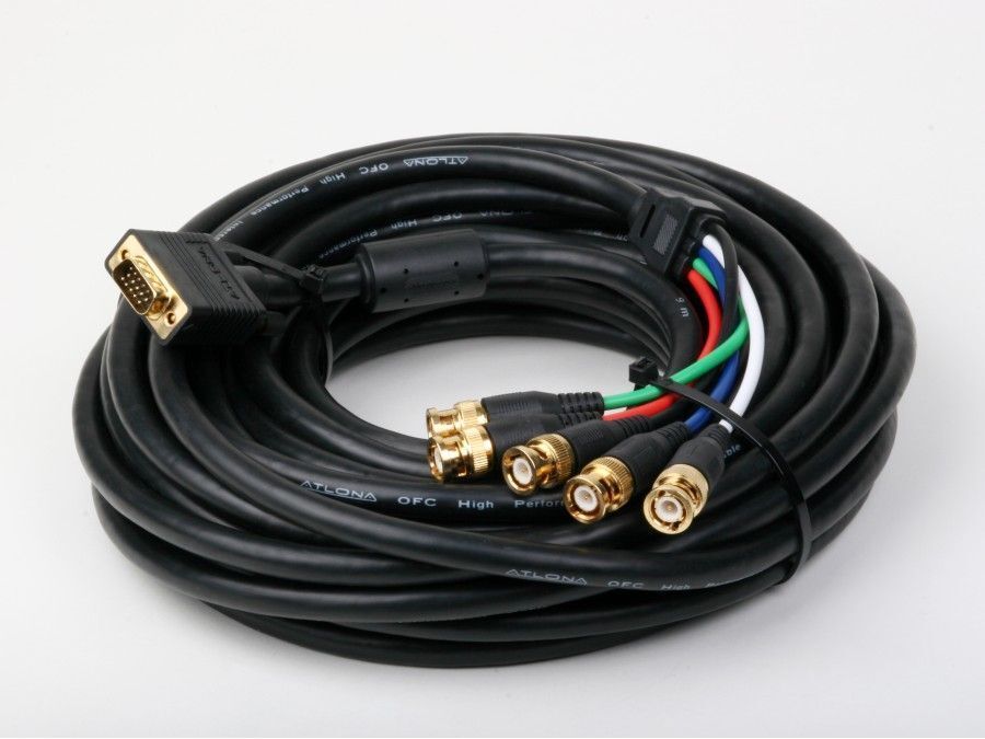 50ft Black VGA HD-15 to 5 BNC RGB Video Cable for HDTV Extension Monitor Cable