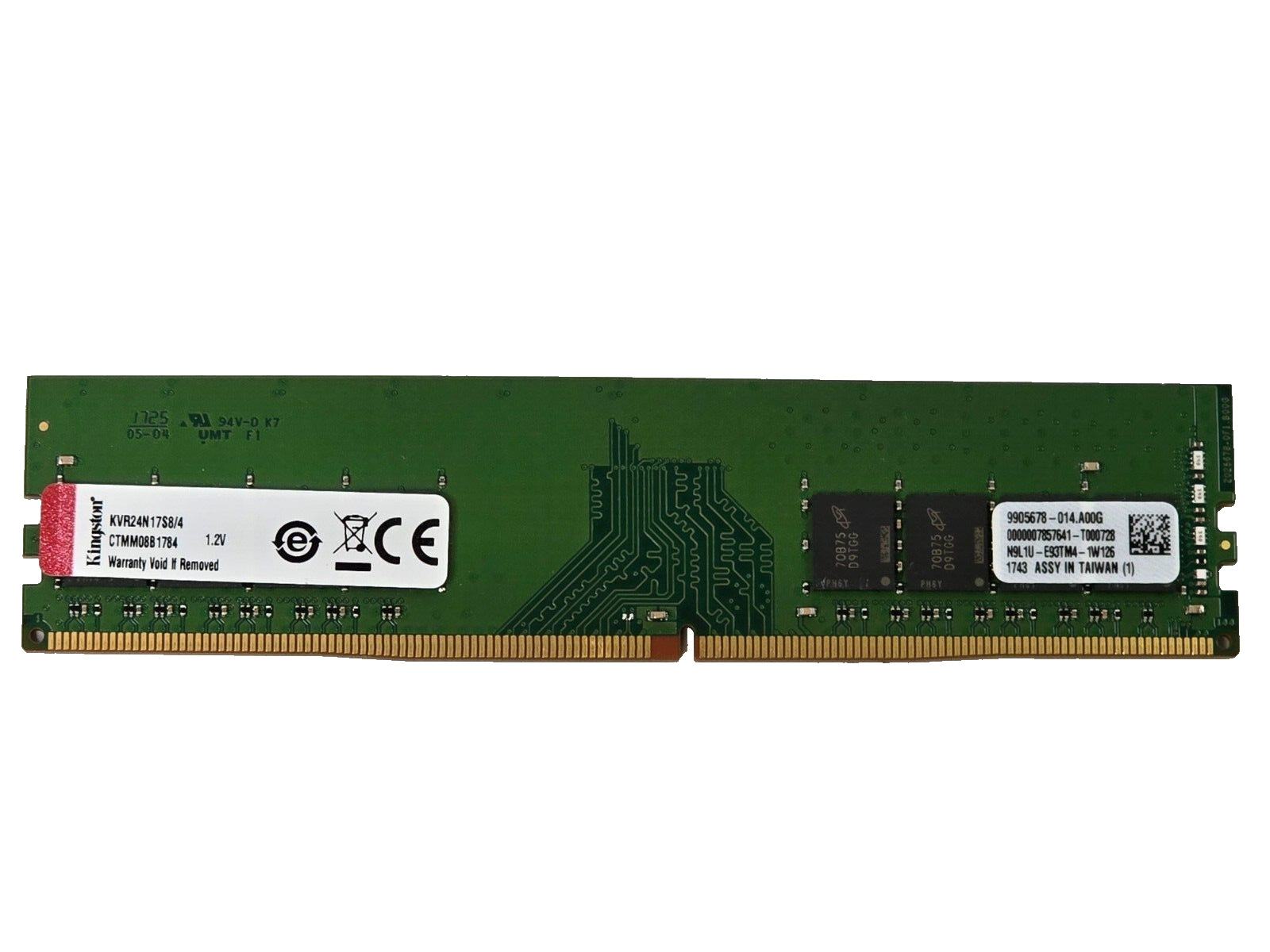Lot of 30 Kingston 4GB DDR4 2400 MHz PC4-19200 DIMM 288-Pin 1Rx8  kvr24n17s8/4