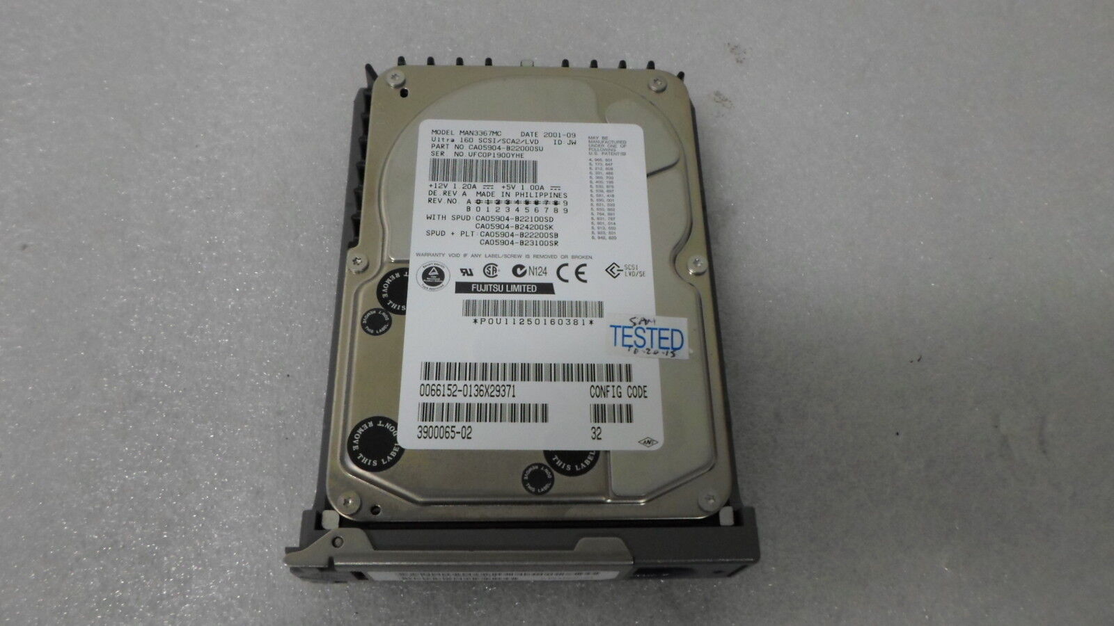 Fujitsu Sun MAN3367MC 3900065-02 CA05904-B22000SV 36.7GB 10K U160 Hard Drive