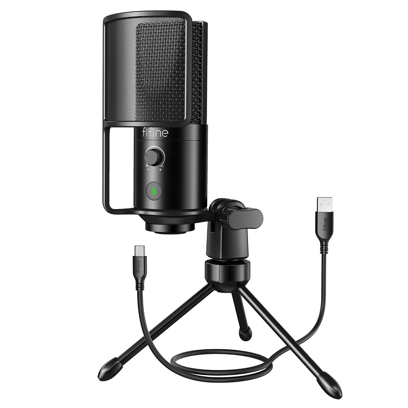 FIFINE USB Condenser Podcast Microphone for Studio Recording Streaming Gaming