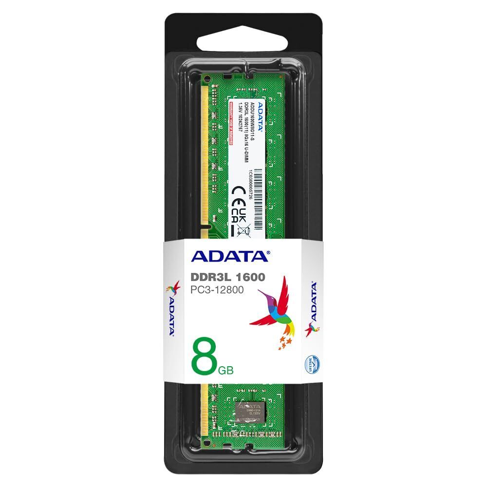 ADATA ADDU1600W8G11-S Memory Module 8 GB 1 x 8 GB DDR3L, 1600 MHz 240-pin DIMM, 