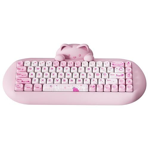  C68 Wireless Mechanical Keyboard, 65% Gaming Keyboard Hot Milk Switch Pink