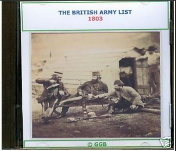 THE BRITISH ARMY LIST 1803 CD ROM