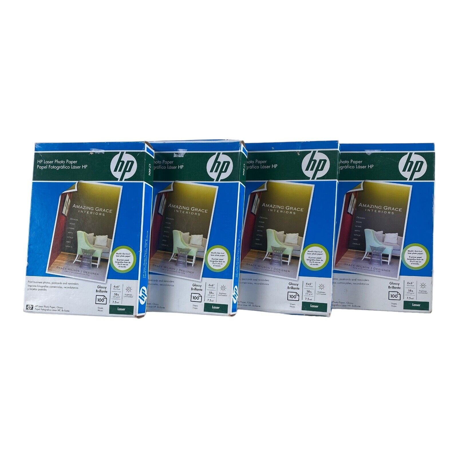 HP Color Laser Glossy Photo Paper 100 Sheets Ea x4 4x6 Glossy Postcards 58lb New