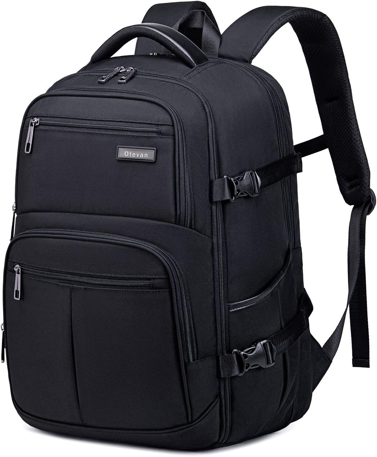 Otevan Travel Backpack for Men Women,45L Carry On Flight Black 
