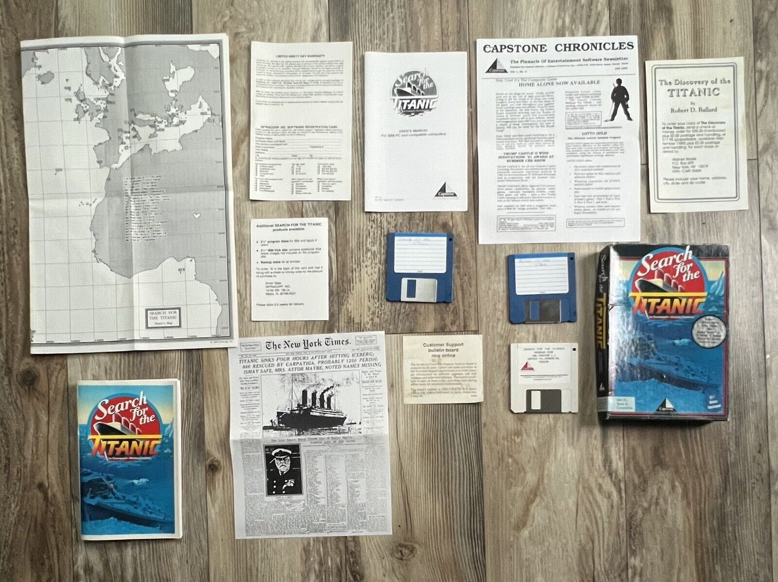 Search For The Titanic IBM PC, Tandy Game 3.5 Disk Capstone 1989 100% COMPLETE