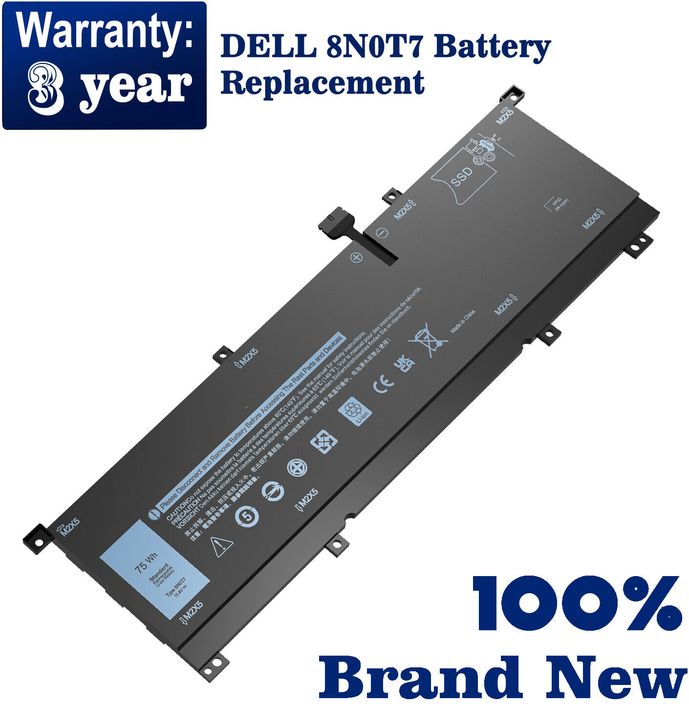 New 0TMFYT 8N0T7 Laptop Battery For Dell XPS 15 9575 P73F Precision 5530 2-in-1
