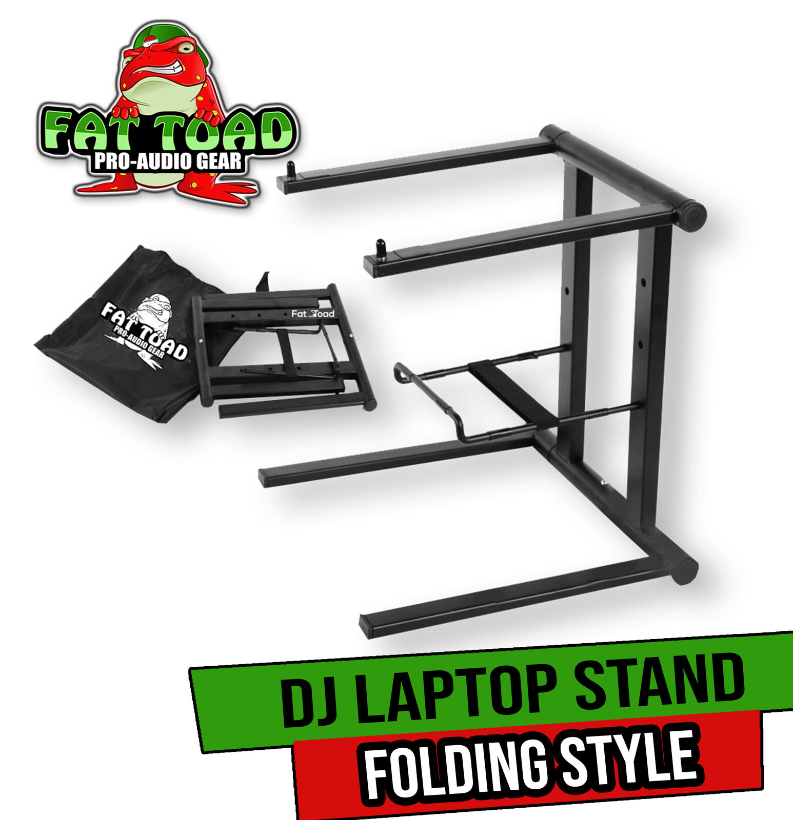Folding DJ Laptop Stand with Sub-tray Shelf FAT TOAD | Pro Audio Computer Table