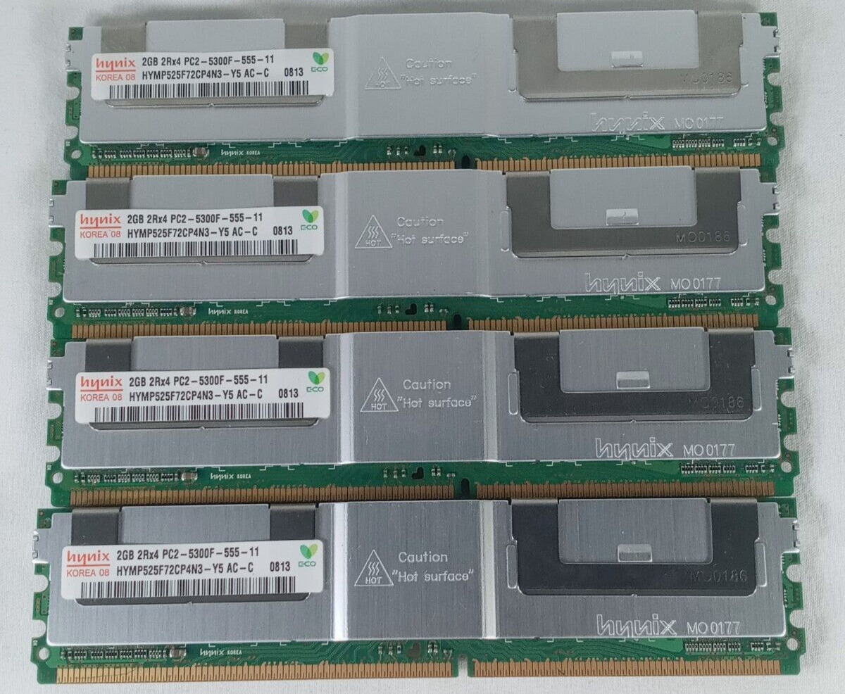🔥Hynix 8GB Kit (4x2GB) PC2-5300F DDR2 Fully Buffered ECC Memory🚀 Boost