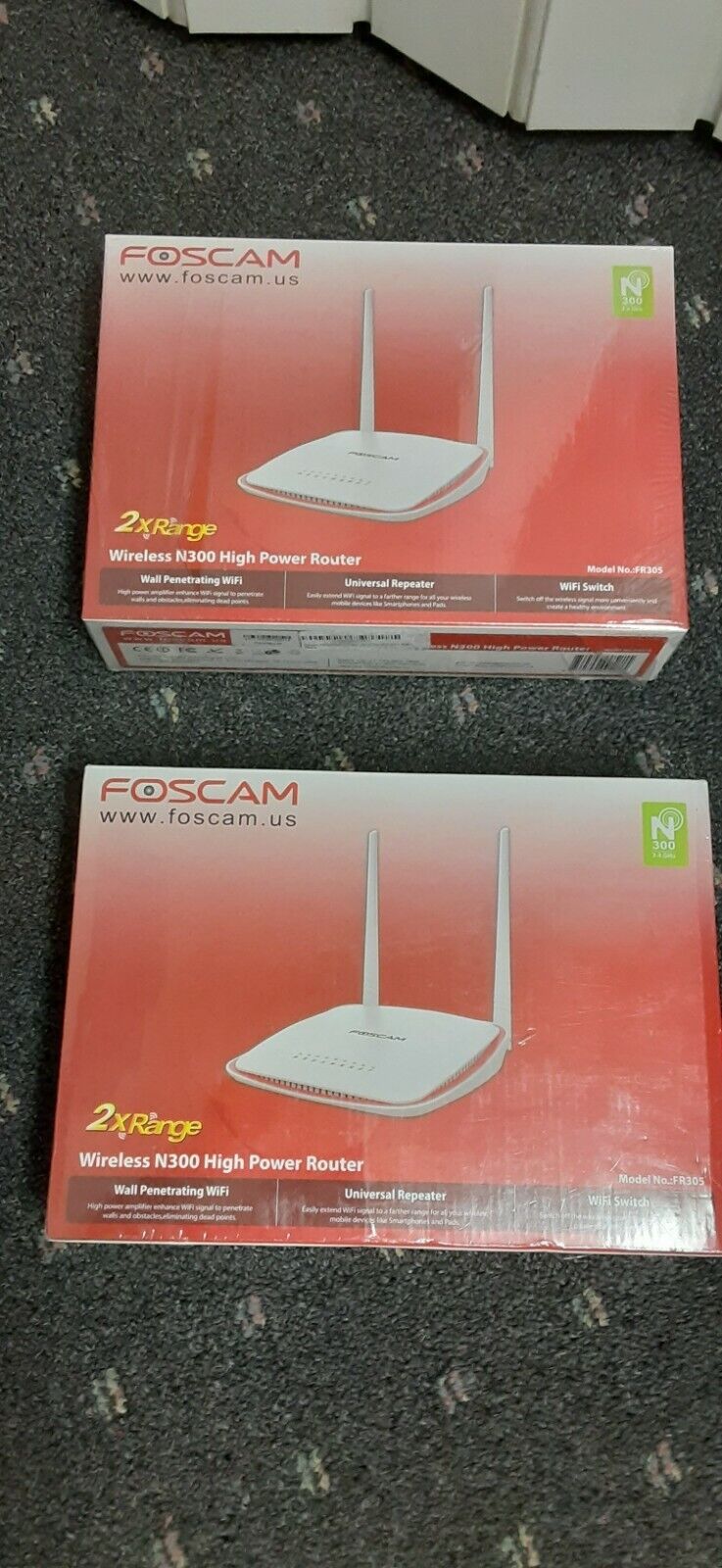 (2) Foscam  N300 Wireless High Power Routers Model FR305  