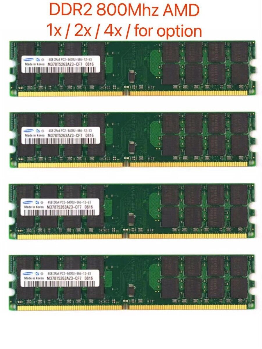 Samsung 16GB (4X 4GB) DDR2 800Mhz PC2-6400 AMD DIMM Non-ECC Desktop Memory Ram