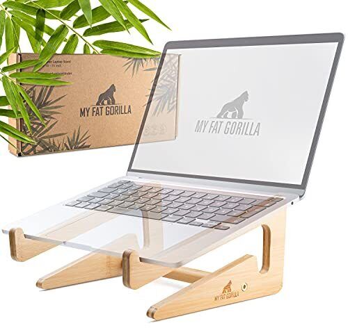 - Wooden Laptop Stand Wood Computer Stand Bamboo Laptop Stand Compatible with...