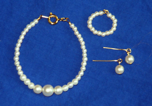 Pearl Jewelry Set w/14K Miss Revlon Cissy Vintage Doll