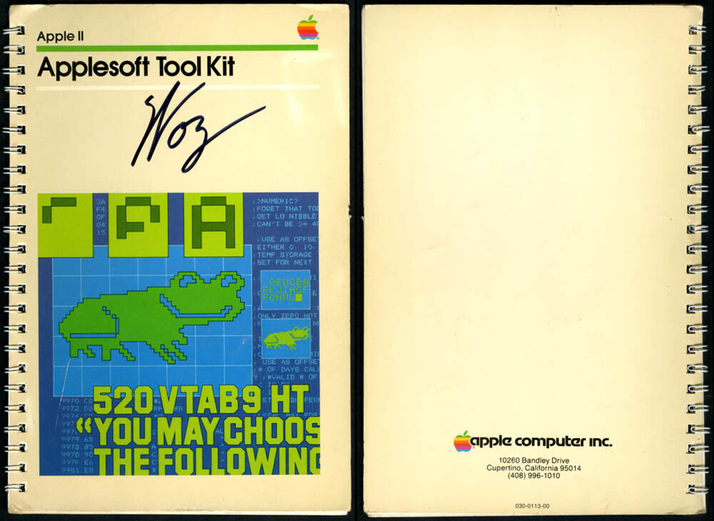 Steve Wozniak SIGNED AUTOGRAPHED APPLE II Applesoft Tool Kit Manual Computer