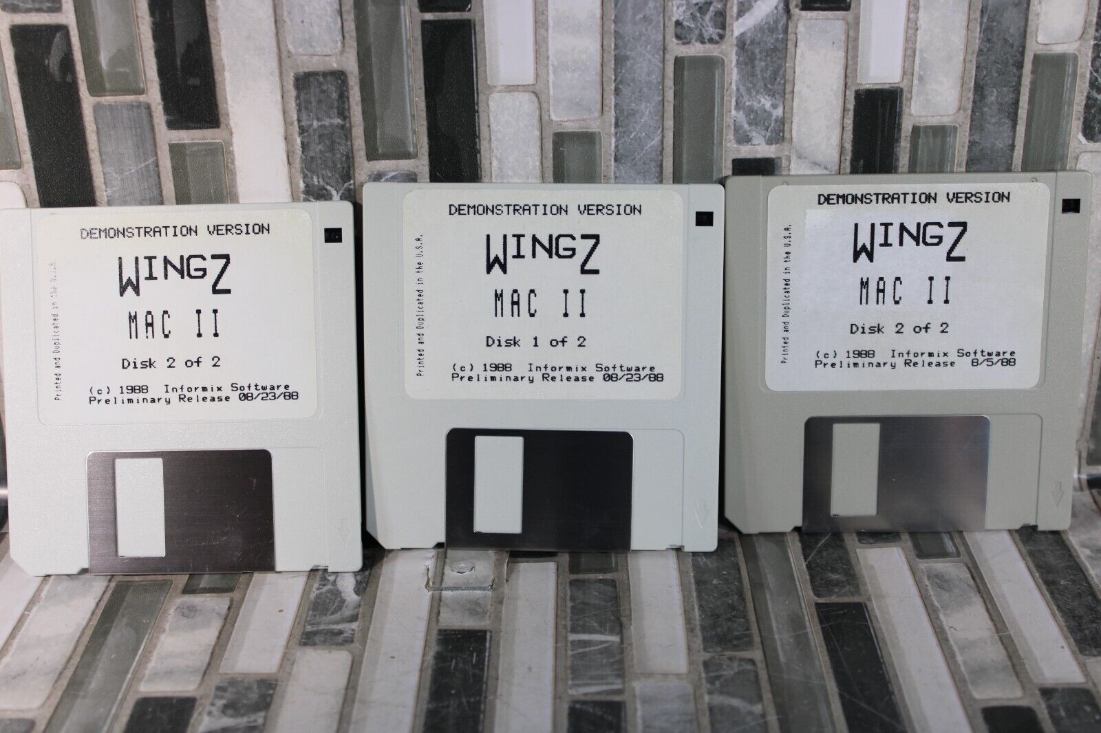 Lot of 3 Vintage Apple Demonstration Copy of WingZ II Floppy Disks