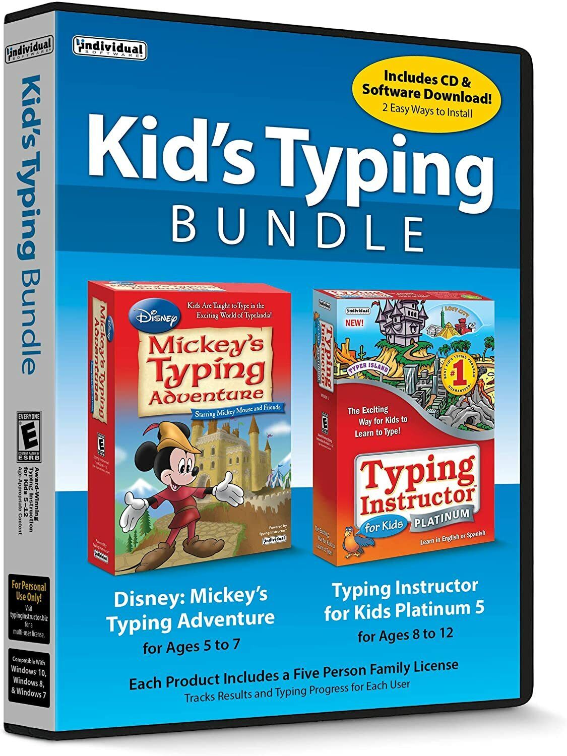 Kid\'s Typing Bundle: Mickeys Typing Adventure with Typing Instructor PC NEW