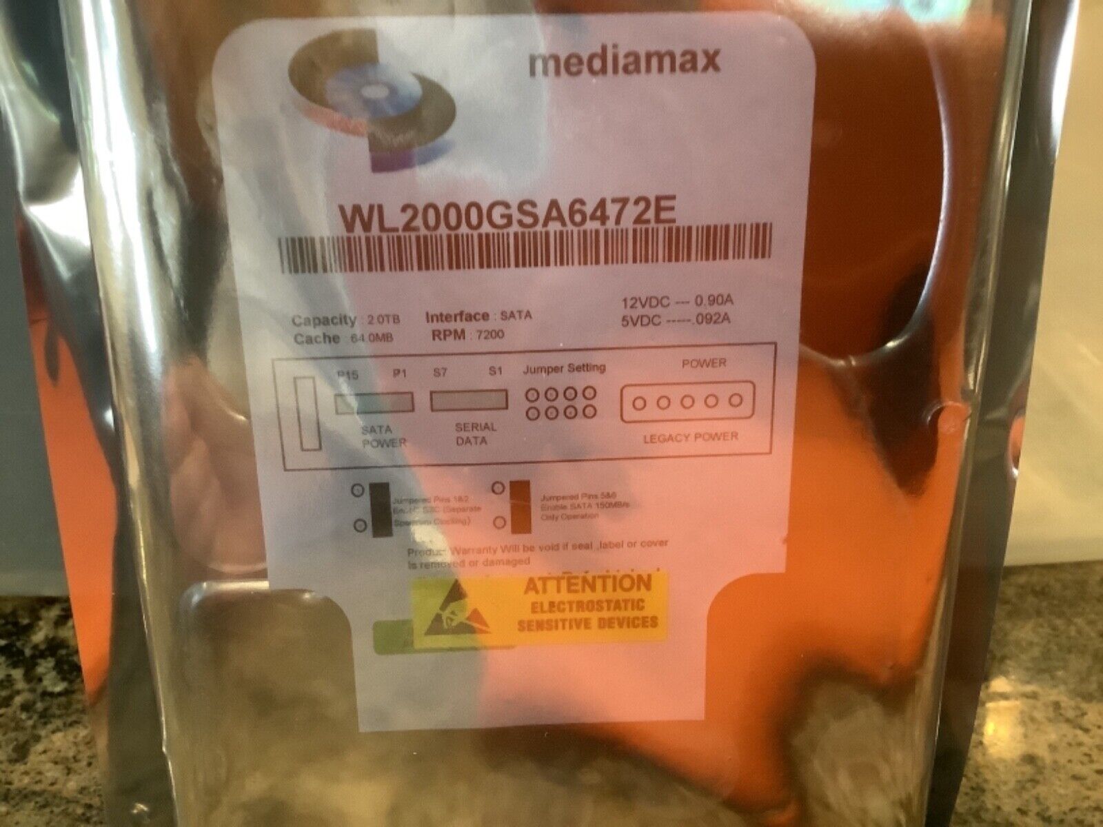 Mediamax WL2000GSA6472E  2.0 TB Hard Drive, new, sealed in original packaging